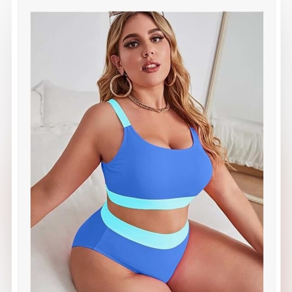New⛱️ women’s XXXL Soft Ribbed two tone, blue gorgeous bikini - Picture 4 of 5